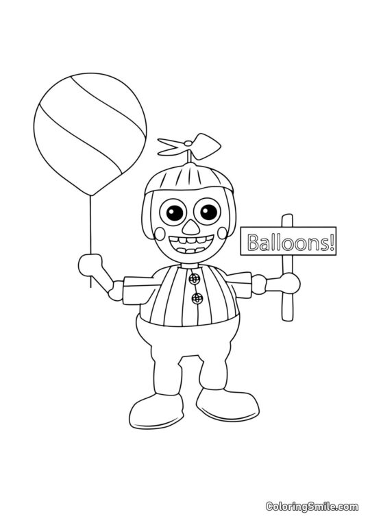 Garoto Balão de FNAF - Página para Colorir