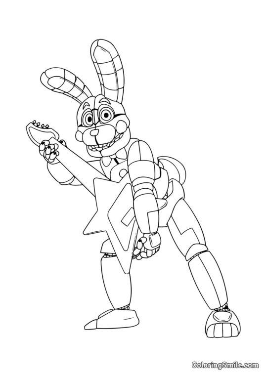 Bonnie com Guitarra - Página para Colorir