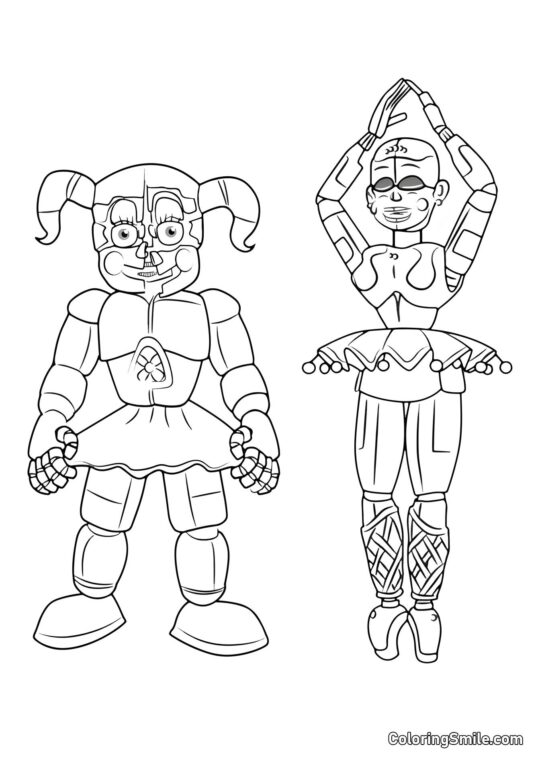 Baby e Ballora de FNAF - Página para Colorir