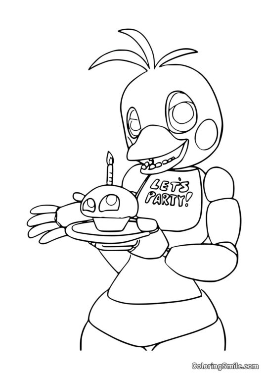 Chica com Cupcake - Página para Colorir