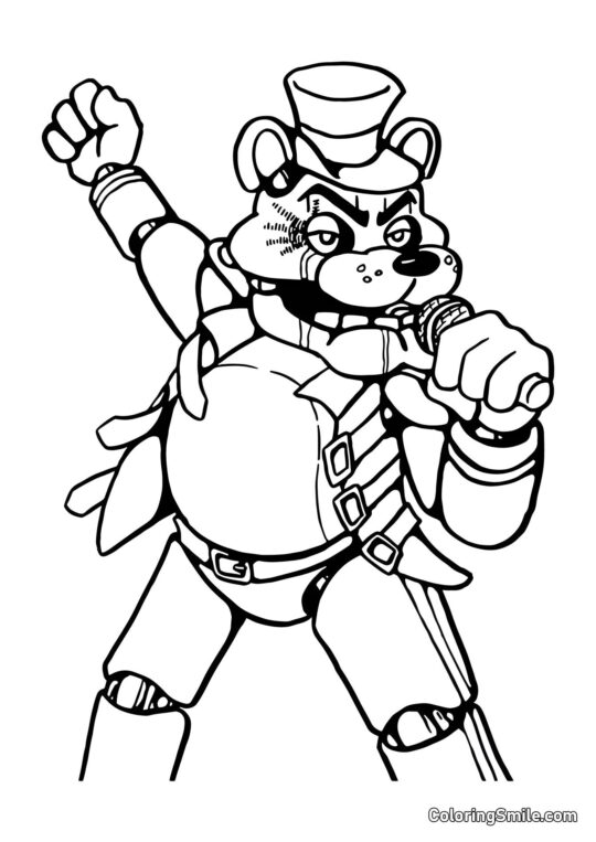 Freddy Cantando no Palco - Página para Colorir