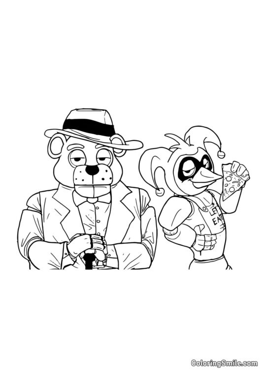 Detetive Freddy com Assistente - Página para Colorir