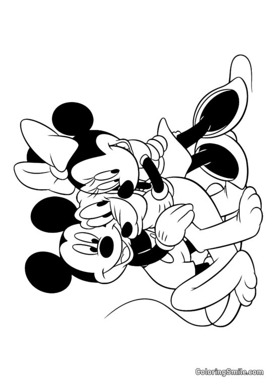 Mickey, Minnie e Pluto Mickey, Minnie e Pluto - Página para Colorir