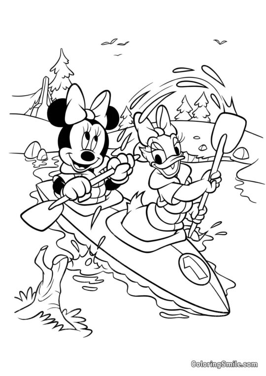 Minnie em um barco Minnie em um barco - Página para Colorir