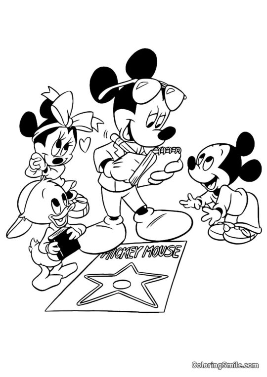 Mickey Mouse em um círculo de amigos Mickey Mouse em um círculo de amigos - Página para Colorir