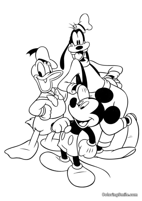 Mickey Mouse, Pato Donald e Pateta Mickey Mouse, Pato Donald e Pateta - Página para Colorir