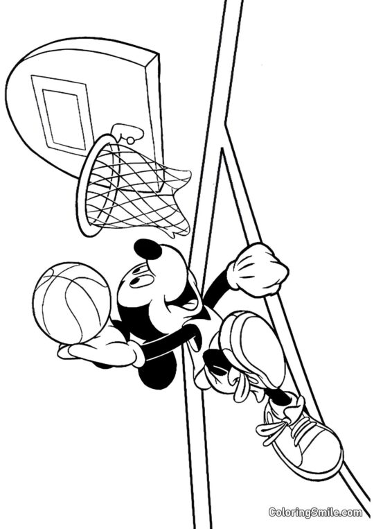 Mickey Mouse jogando basquete Mickey Mouse jogando basquete - Página para Colorir