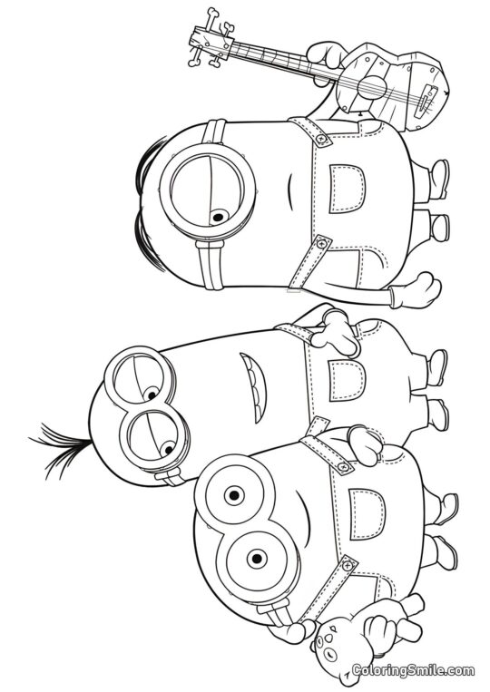 Kevin, Stuart e Bob - Página para Colorir