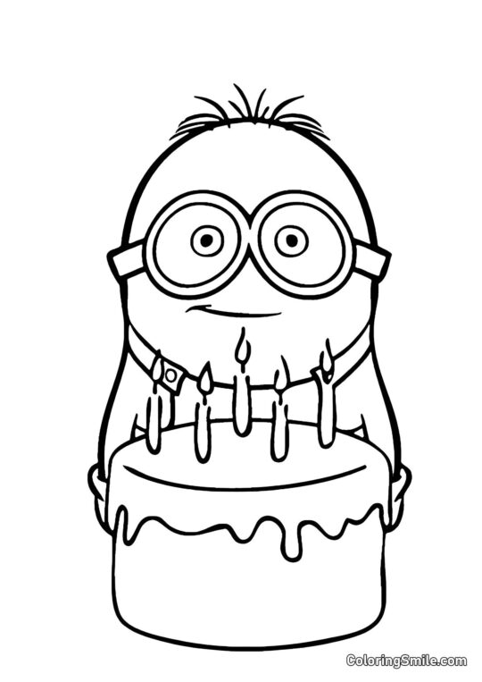Minion no Aniversário - Página para Colorir