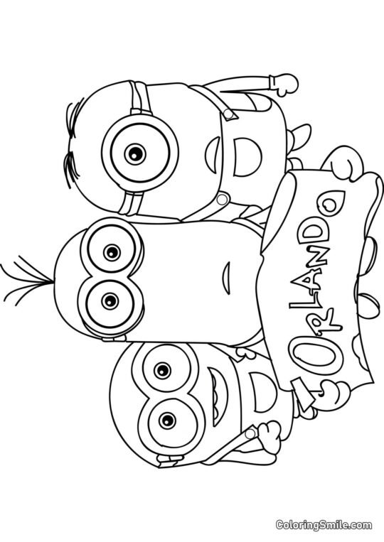 Minions Indo para Orlando - Página para Colorir