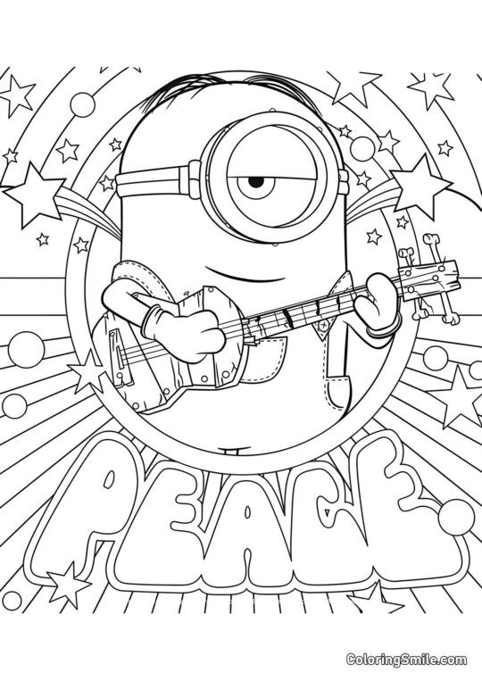 Stuart com Guitarra - Página para Colorir