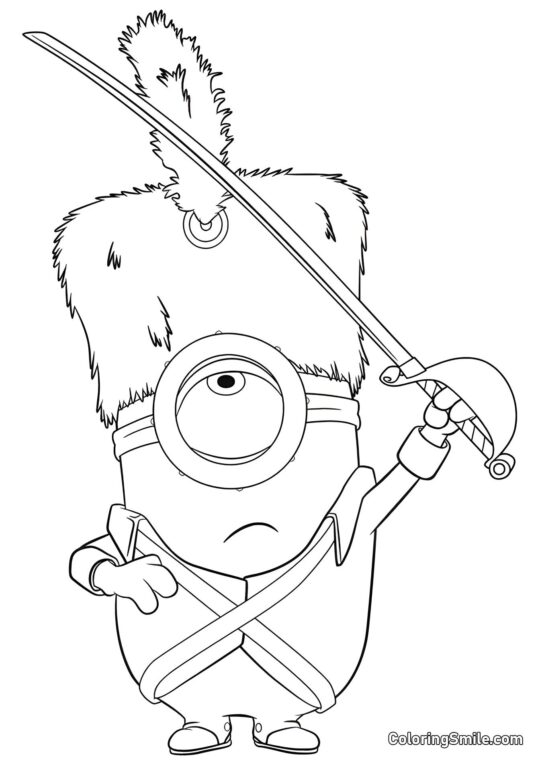 Minion com Sabre - Página para Colorir