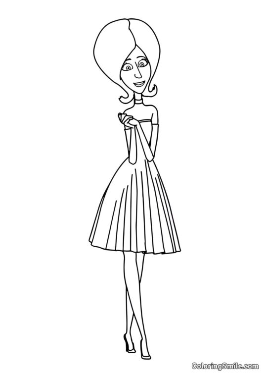 Scarlet Overkill em Vestido - Página para Colorir