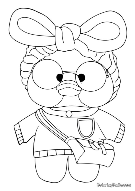 Lalafanfan Pato com laço bonito - Página para Colorir