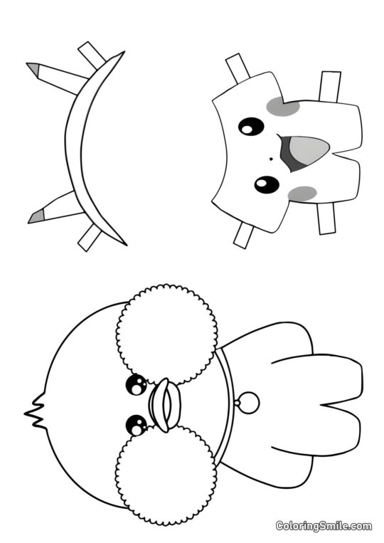 Lalafanfan com roupas (fantasia de Pikachu) - Página para Colorir