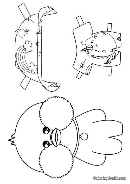 Lalafanfan com roupas (pijama de unicórnio) - Página para Colorir