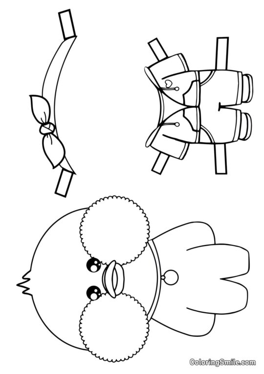 Lalafanfan com roupas (moletom, calças e faixa na cabeça) - Página para Colorir