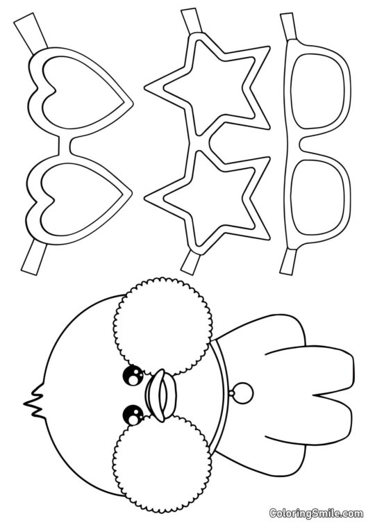 Lalafanfan com óculos recortados - Página para Colorir