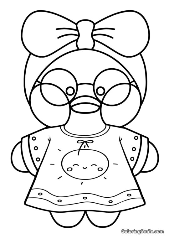 Lalafanfan Pato em um vestido bonito - Página para Colorir