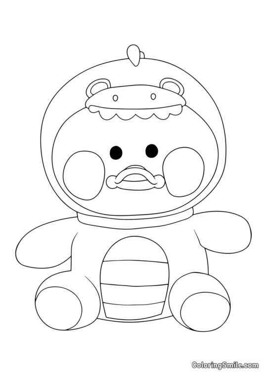 Lalafanfan Pato em kigurumi de dinossauro - Página para Colorir