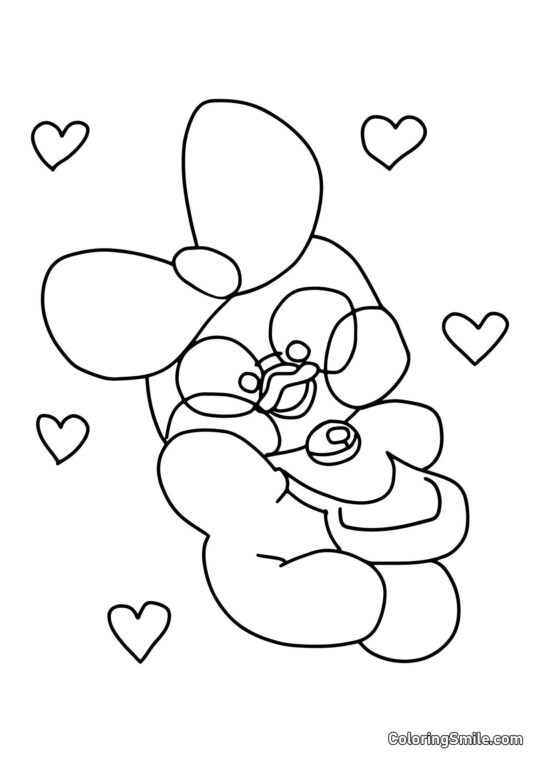 Lalafanfan Pato com corações - Página para Colorir