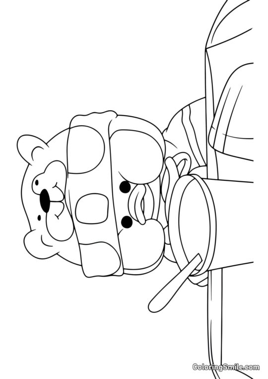 Lalafanfan Pato comendo - Página para Colorir