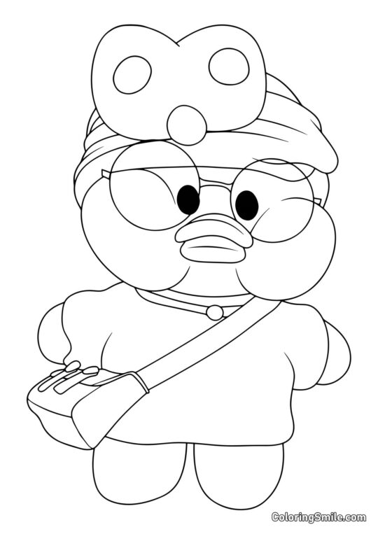 Lalafanfan Pato com máscara de dormir - Página para Colorir