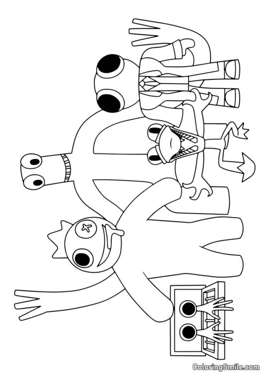 Rainbow Friends todos juntos - Página para Colorir