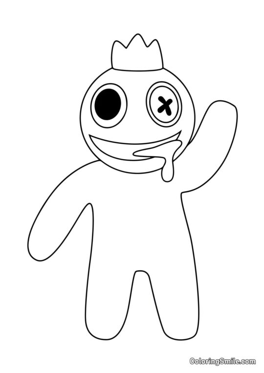 Azul dos Rainbow Friends cumprimenta - Página para Colorir