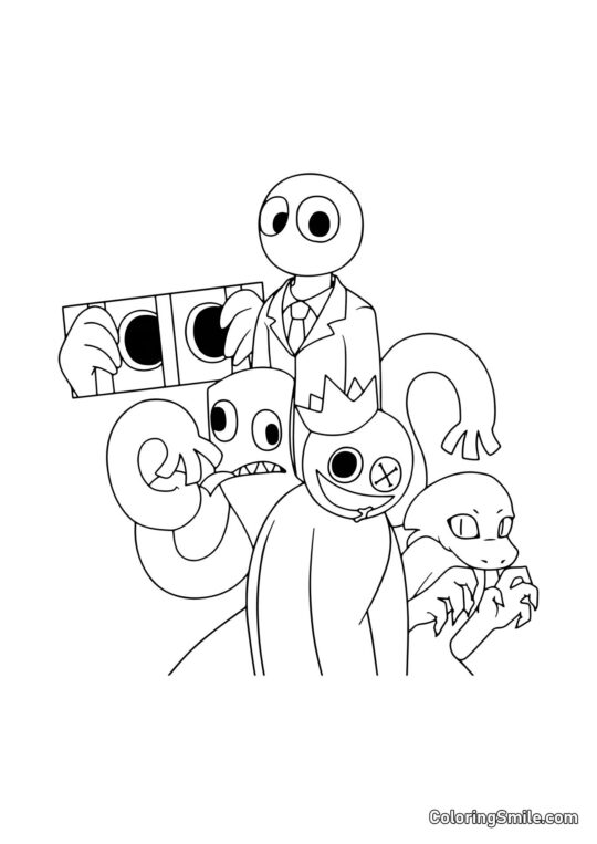 Companhia dos Rainbow Friends - Página para Colorir