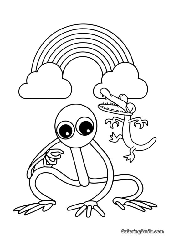 Roxo e Laranja dos Rainbow Friends - Página para Colorir