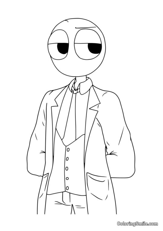 Vermelho dos Rainbow Friends com um jaleco de médico - Página para Colorir