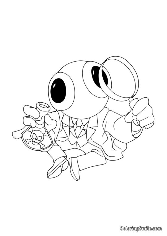 Arco-íris com veneno e lupa - Página para Colorir