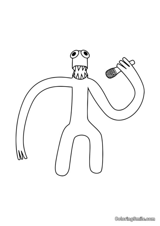 Verde com um microfone - Página para Colorir