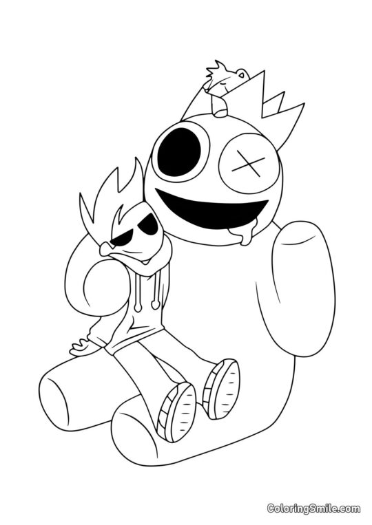 Azul relaxa com um jogador - Página para Colorir