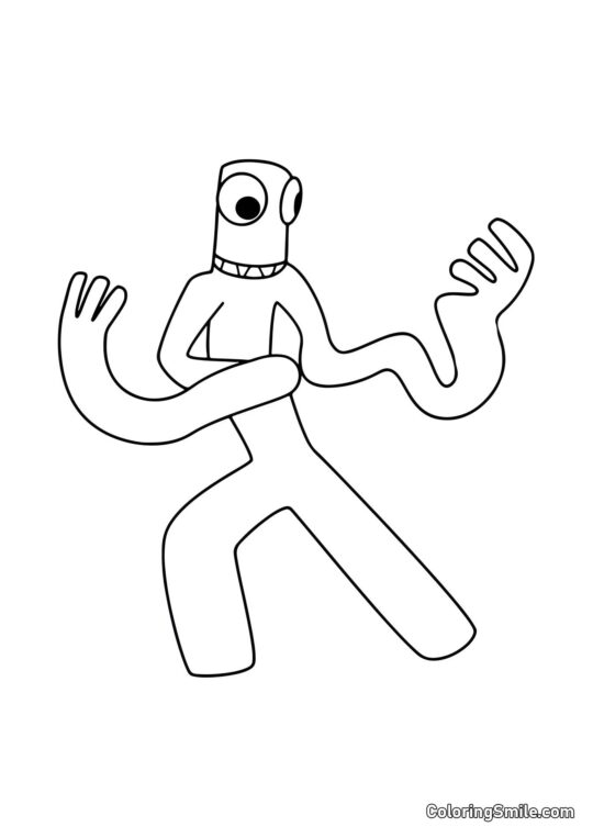 Verde com braços longos - Página para Colorir