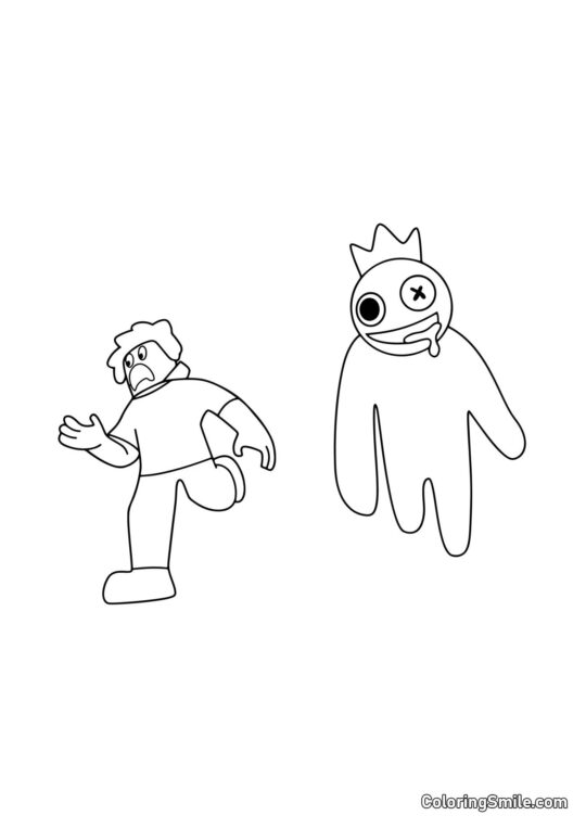 Azul persegue um jogador - Página para Colorir