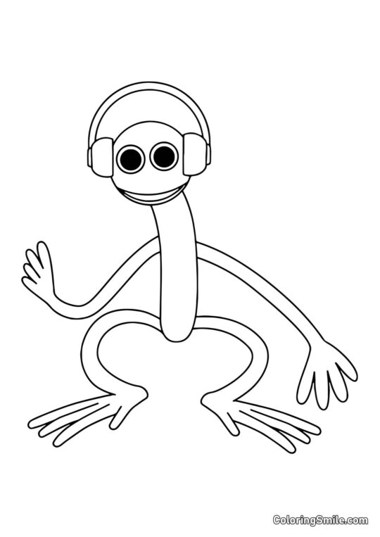 Roxo com fones de ouvido - Página para Colorir