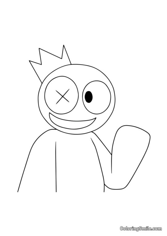 Amigo arco-íris azul fofinho - Página para Colorir