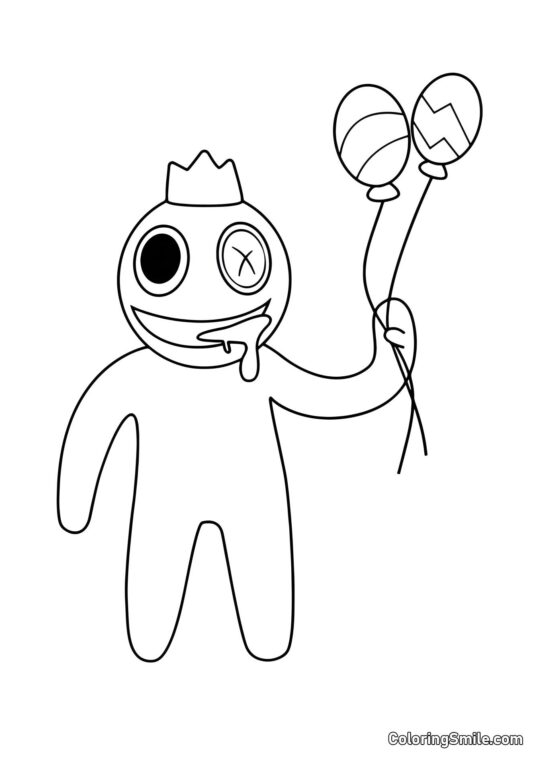 Azul com balões - Página para Colorir