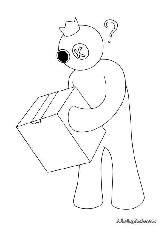 Azul e caixa - Página para Colorir