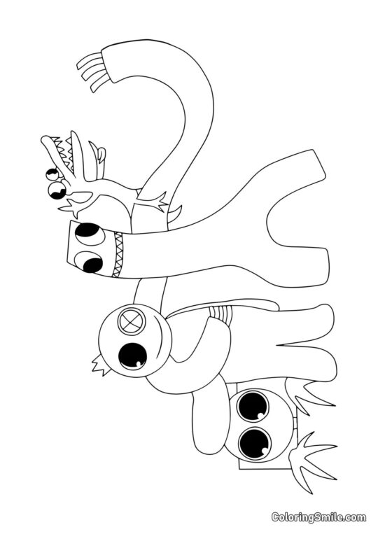 Rainbow Friends alegres - Página para Colorir