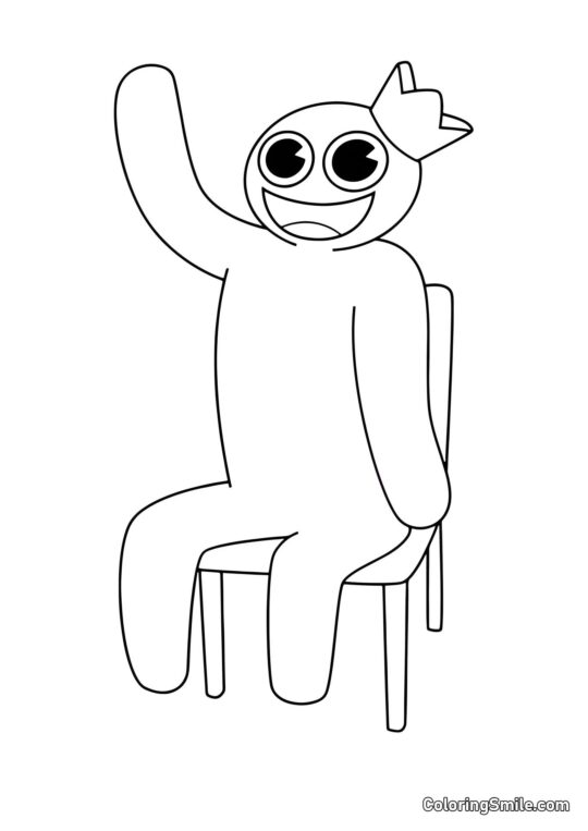 Azul sentado em uma cadeira - Página para Colorir