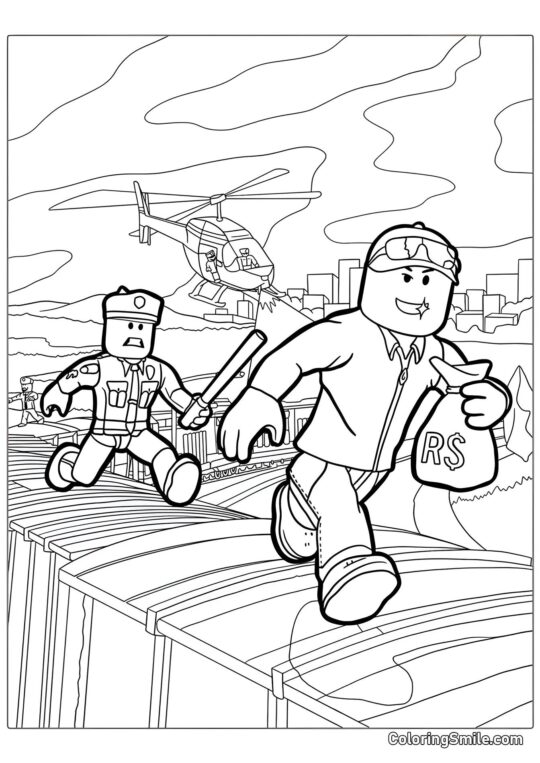 Roblox Fugindo da Polícia - Página para Colorir