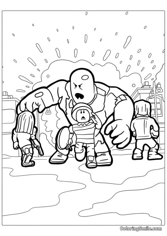 Roblox Fugindo do Monstro - Página para Colorir