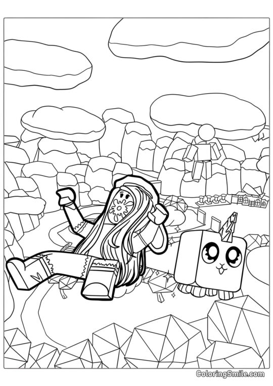 Roblox Pele de Garota com Unicórnio - Página para Colorir