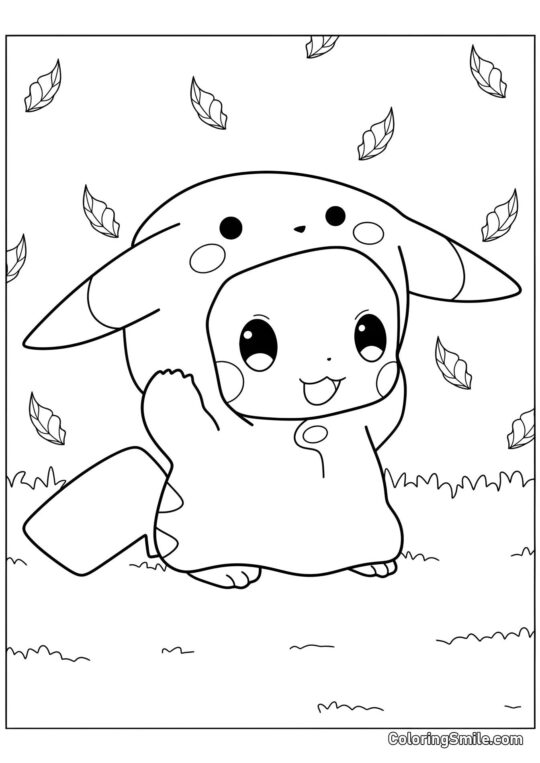 Cute Pikachu Bebê - Página para Colorir