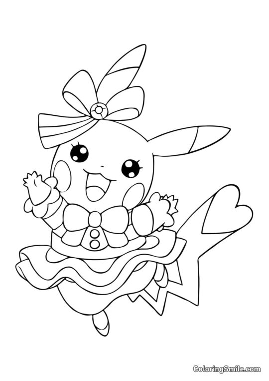 Menina Pikachu - Página para Colorir