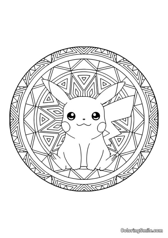 Pikachu Mandala - Página para Colorir