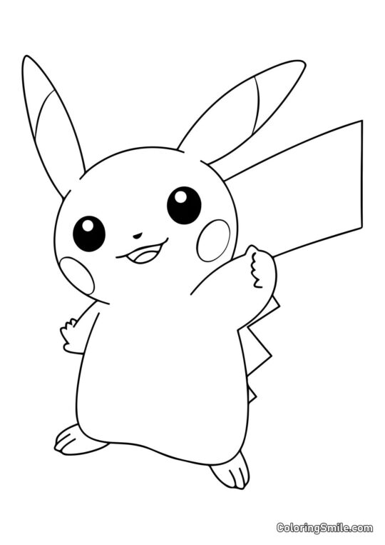Pikachu Levantando o Dedo - Página para Colorir